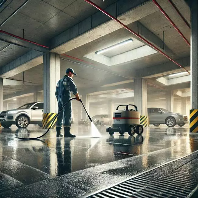 Mitarbeiter Tiefgaragennassreinigung